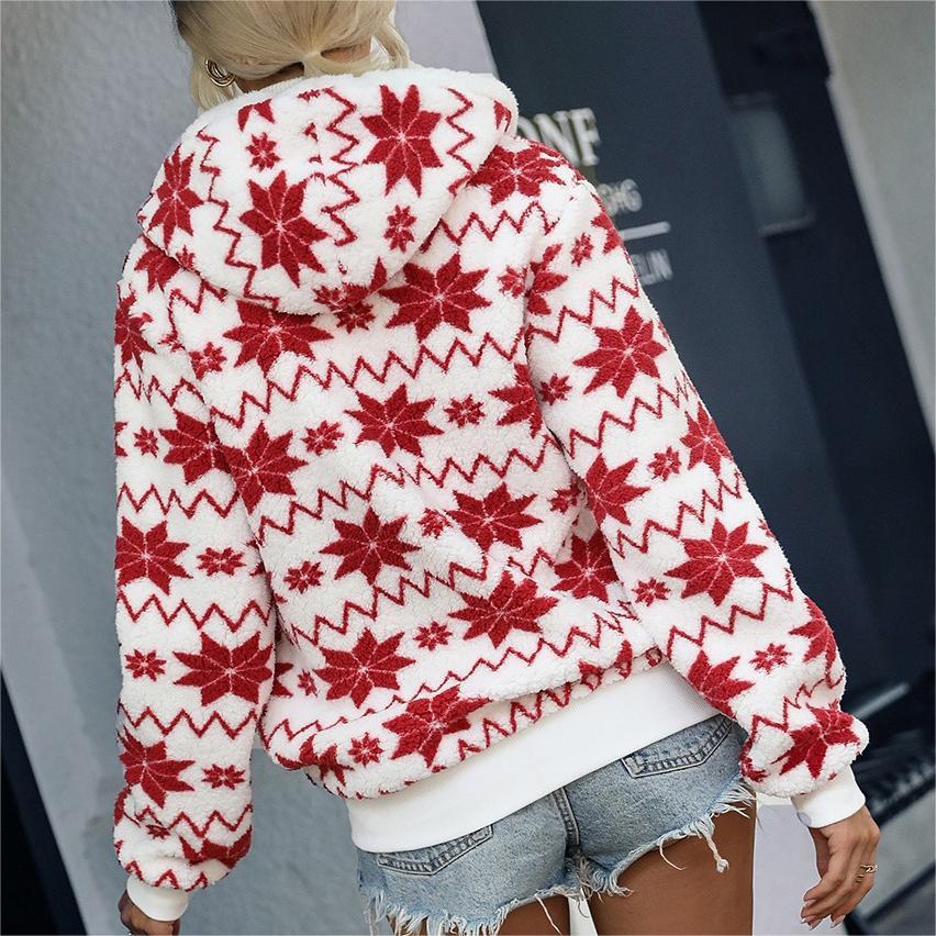 Printed Christmas Style Coat For Women