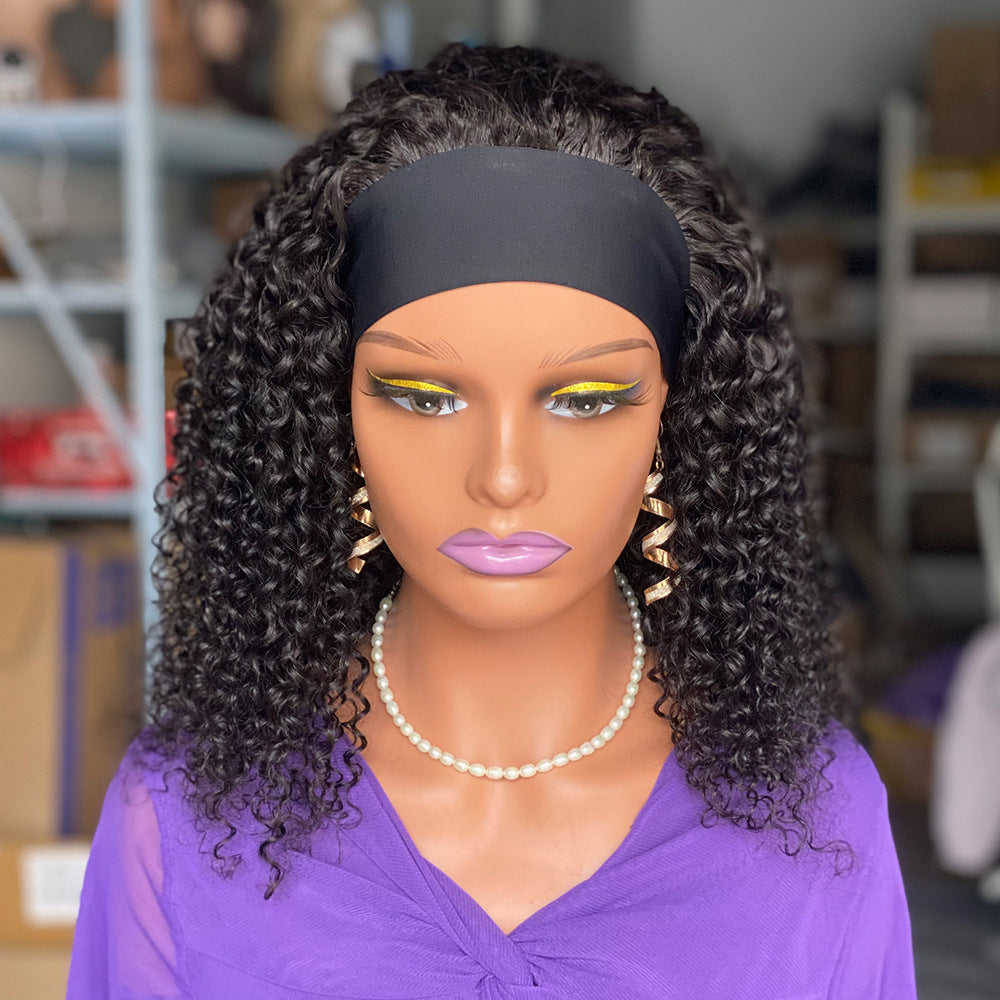 200 Curly Headbandwig Human Hair Wigs