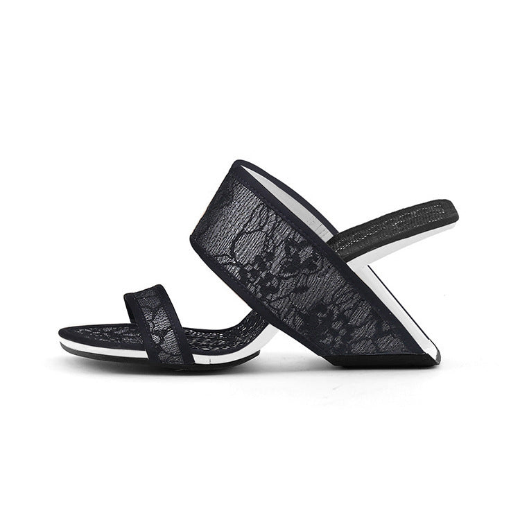 Women's Lace Embroidered Slippers Hollow-out Wedge