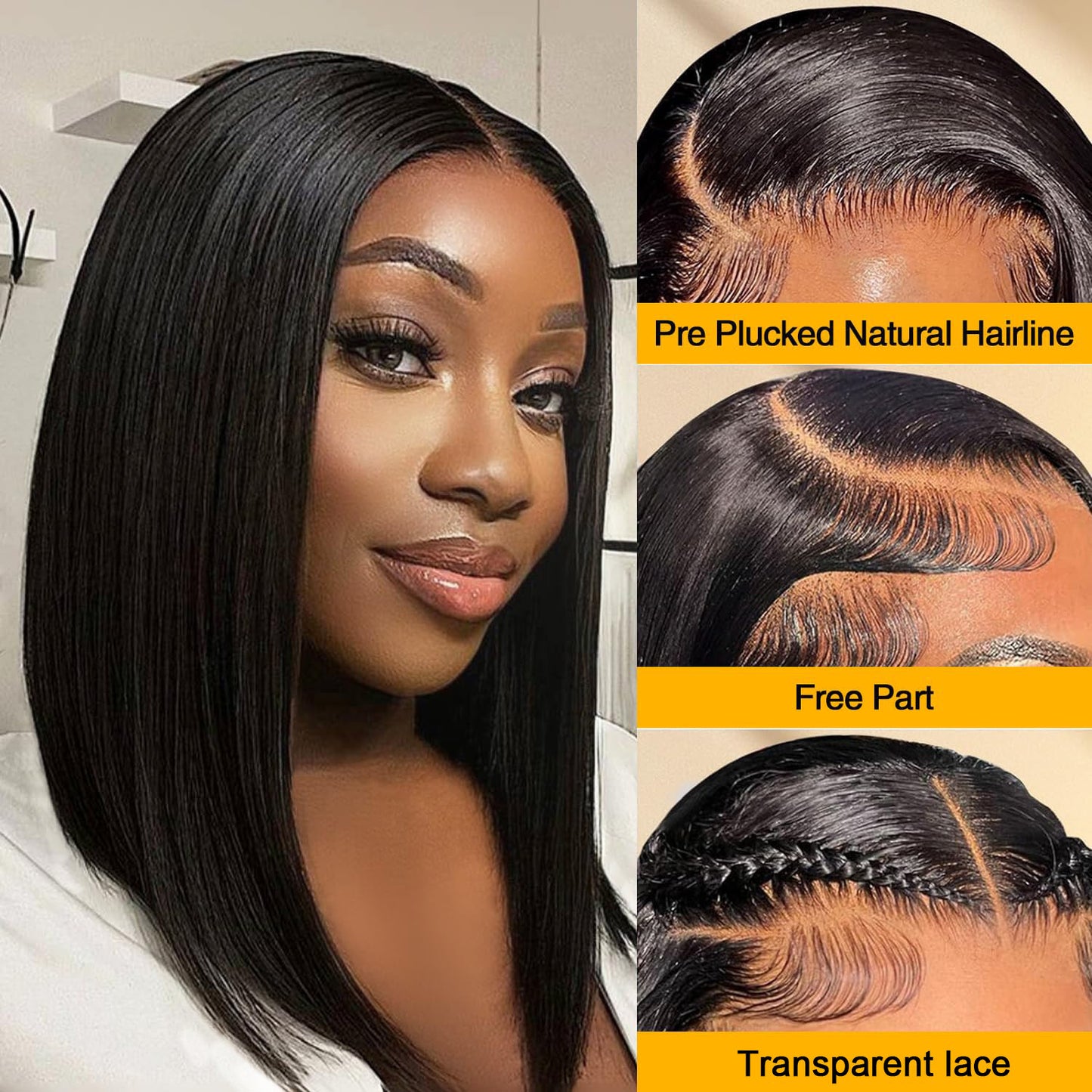 European And American Black Front Lace Wig