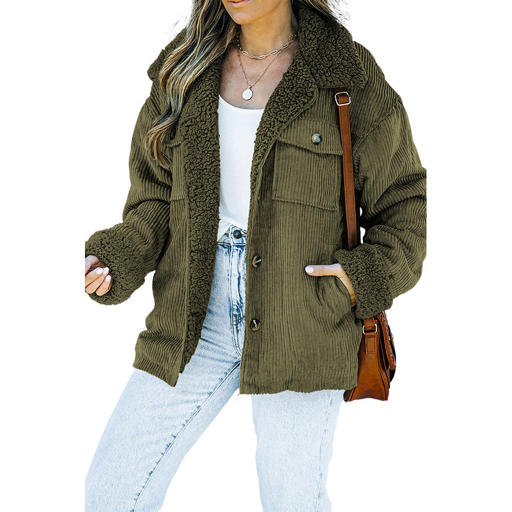 Winter Retro Fur Collar Coat Women