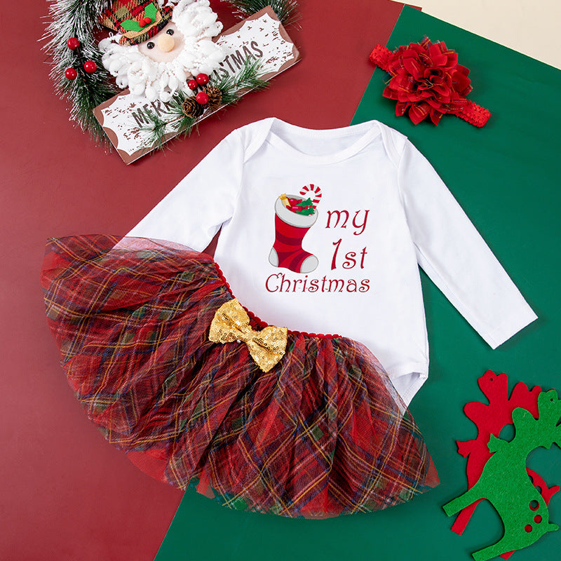 European And American Christmas Baby Suit Baby Autumn Clothing Long-sleeve Jumpsuit