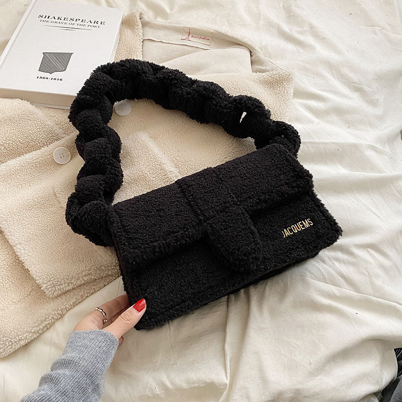 Bag Woman New Senior Texture Plush One Shoulder Small Square Bag