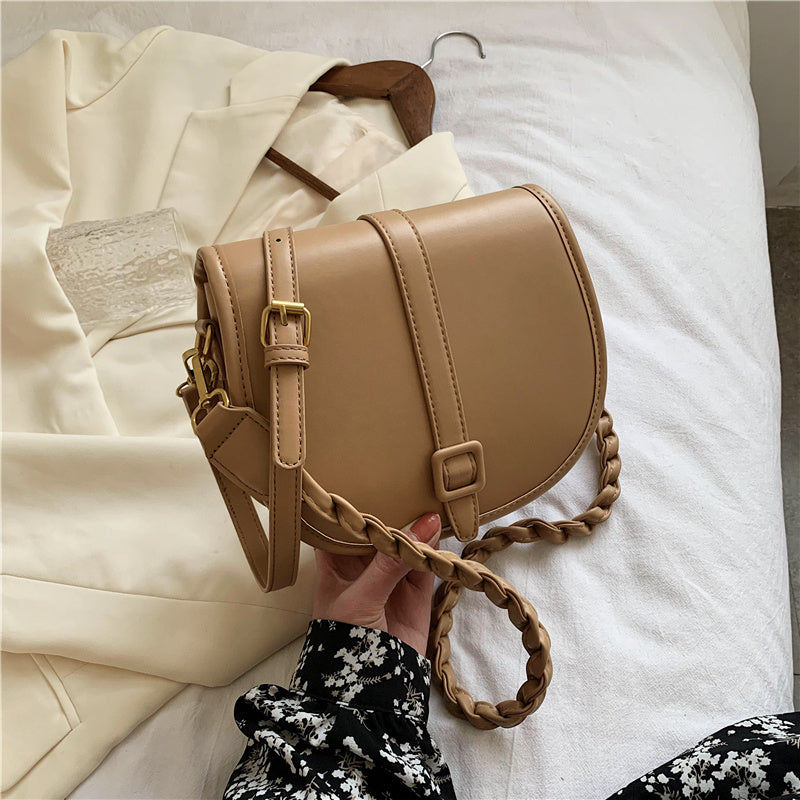 Spring and Summer New Solid Color Flip Saddle Bag High-quality PU Leather Women's Designer Handbag Shoulder Messenger Bag Purses