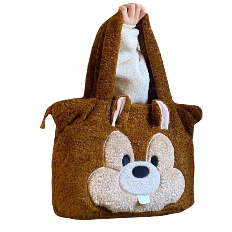 Winter Bags Flower Chestnut Squirrel Plush Handbag For Women