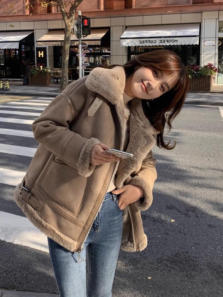 Fur Integrated Berber Fleece Coat Women