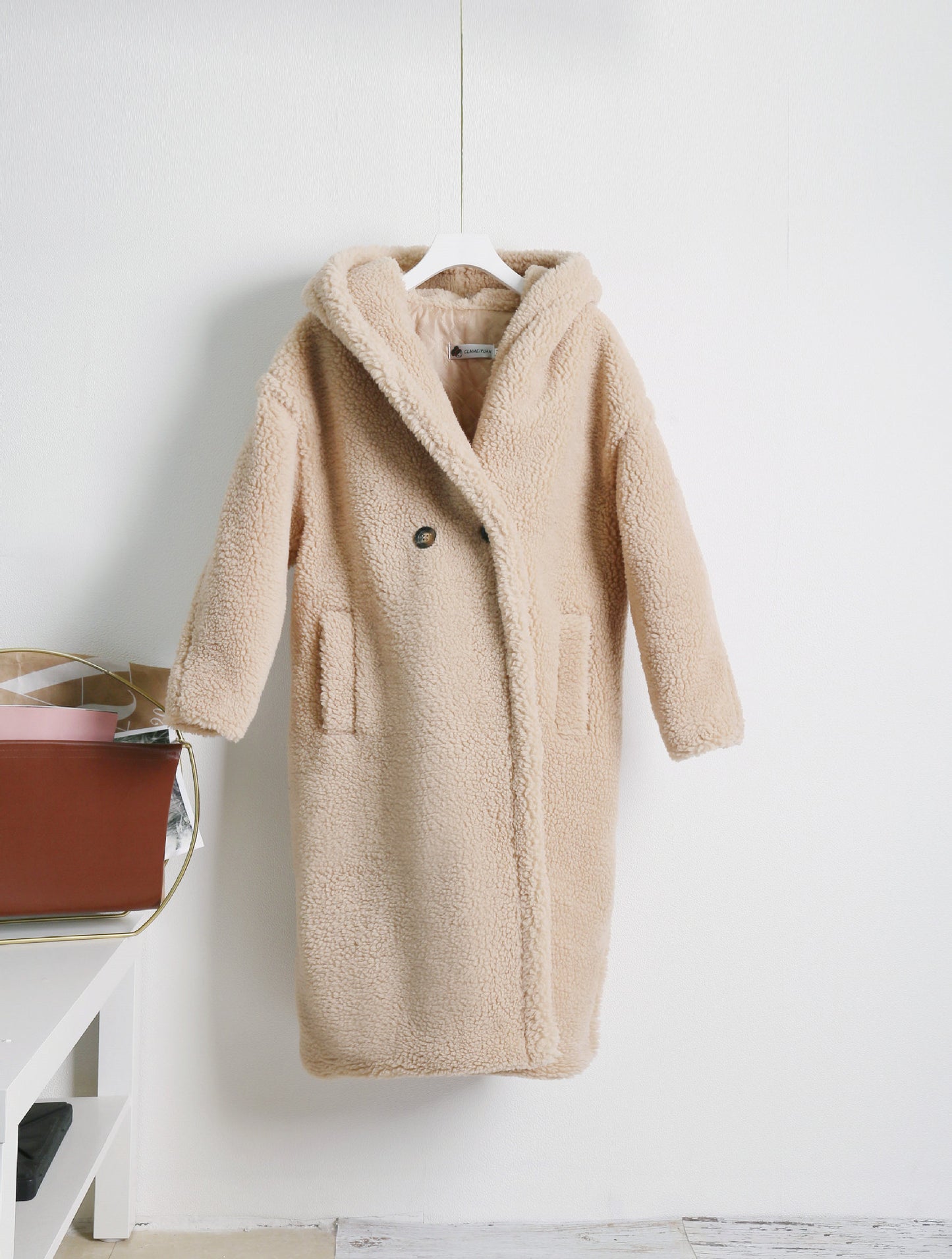 Teddy bear cashmere coat women