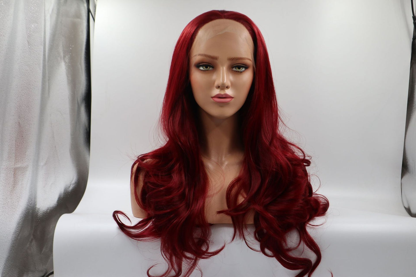 Burgundy front lace chemical fiber wig