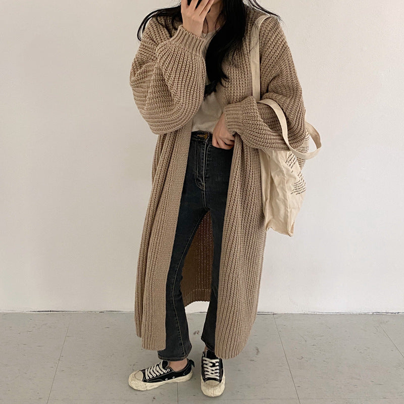 Lazy Shoulders Thick  Long Sweater Coat Women