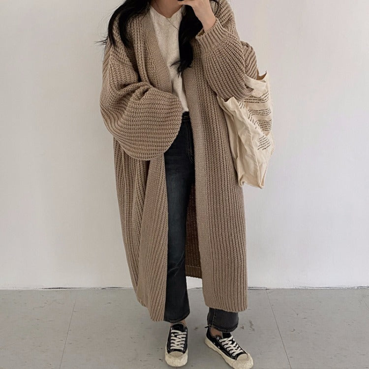 Lazy Shoulders Thick  Long Sweater Coat Women