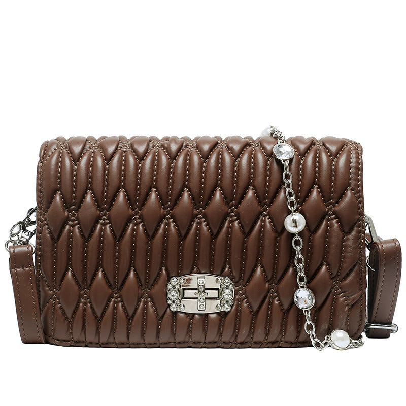 Womens Casual Braided Belt With Diamond-Encrusted Hand Bill Of Lading Shoulder Slung Banquet Bag