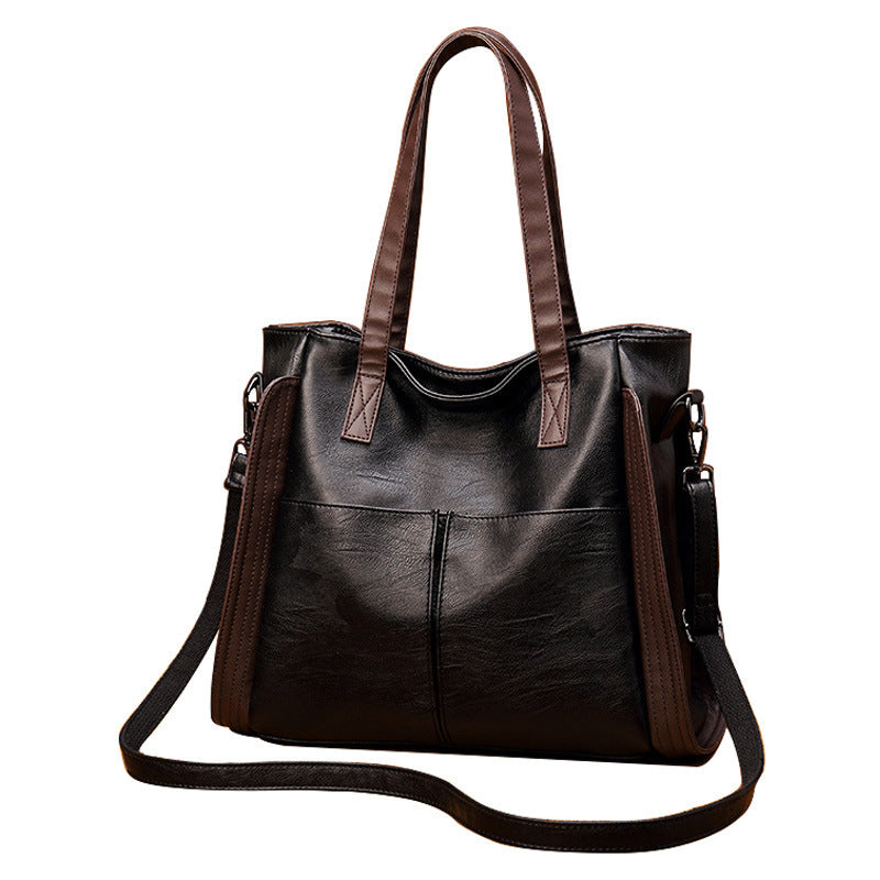 Large Capacity Soft Leather One Shoulder Slung Tote Bag Woman