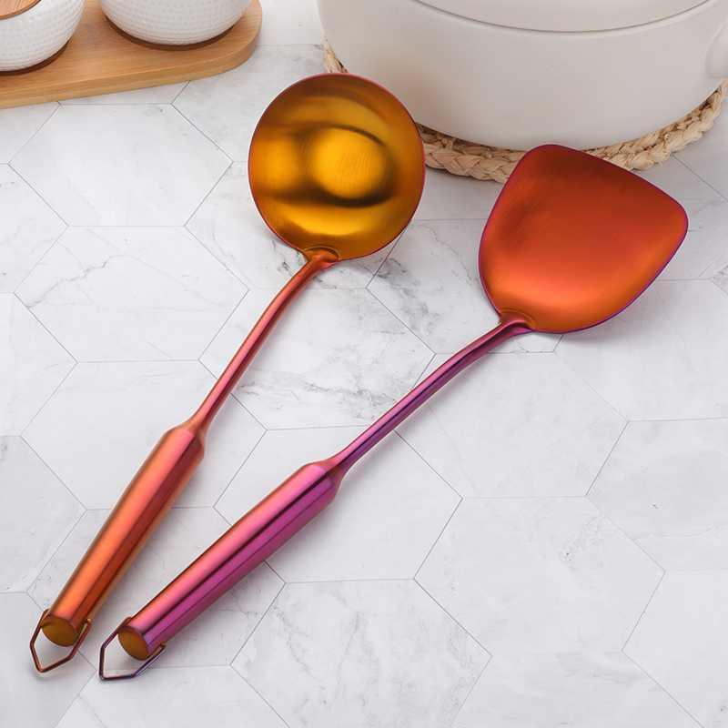 Stainless Steel Spatula Household Iron Spatula Kitchen Kitchen Utensils Shovel Spoon Set Long Handle Cooking Shovel Frying Spoon Stainless Steel