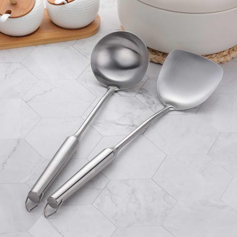 Stainless Steel Spatula Household Iron Spatula Kitchen Kitchen Utensils Shovel Spoon Set Long Handle Cooking Shovel Frying Spoon Stainless Steel