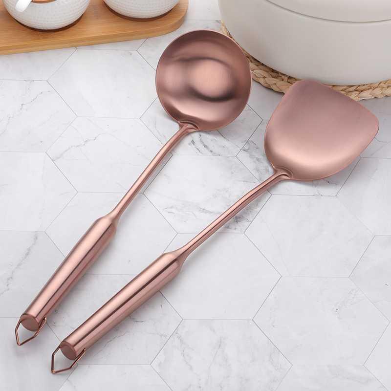 Stainless Steel Spatula Household Iron Spatula Kitchen Kitchen Utensils Shovel Spoon Set Long Handle Cooking Shovel Frying Spoon Stainless Steel