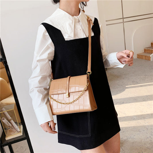 Chain Bag Woman Spring Texture Shoulder Bag Casual Fashion INS Slant Small Square Bag