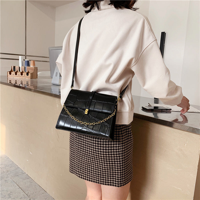 Chain Bag Woman Spring Texture Shoulder Bag Casual Fashion INS Slant Small Square Bag