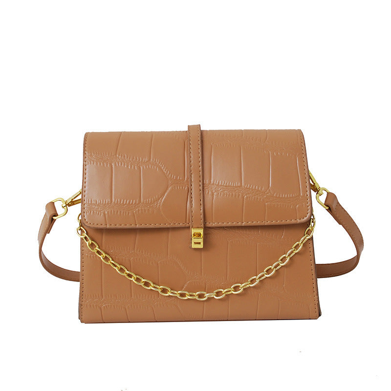 Chain Bag Woman Spring Texture Shoulder Bag Casual Fashion INS Slant Small Square Bag