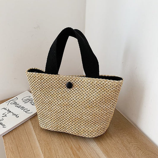 Seaside Summer Beach Vacation Summer Idyllic Wind Woven Bag Vintage Hand-Held Straw Woven Bag Woman