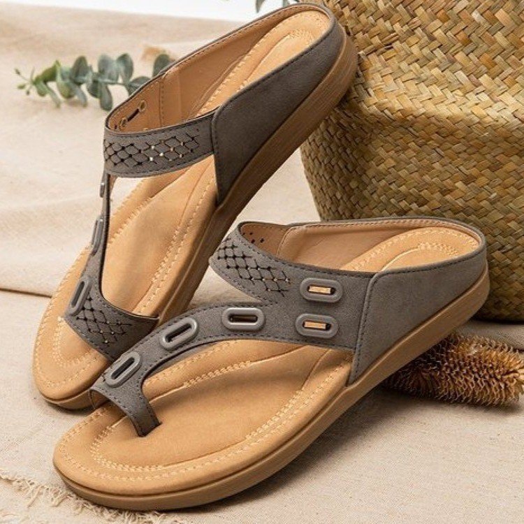 Woman Orthopedic Comfy Premium Summer Slippers Hollow Out Flat Heel Flip Flop A66