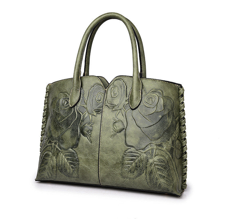 Peony Flower Handbag Fashion Embossed Ladies Handbag