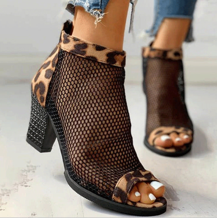 Mesh zipper cool boots woman