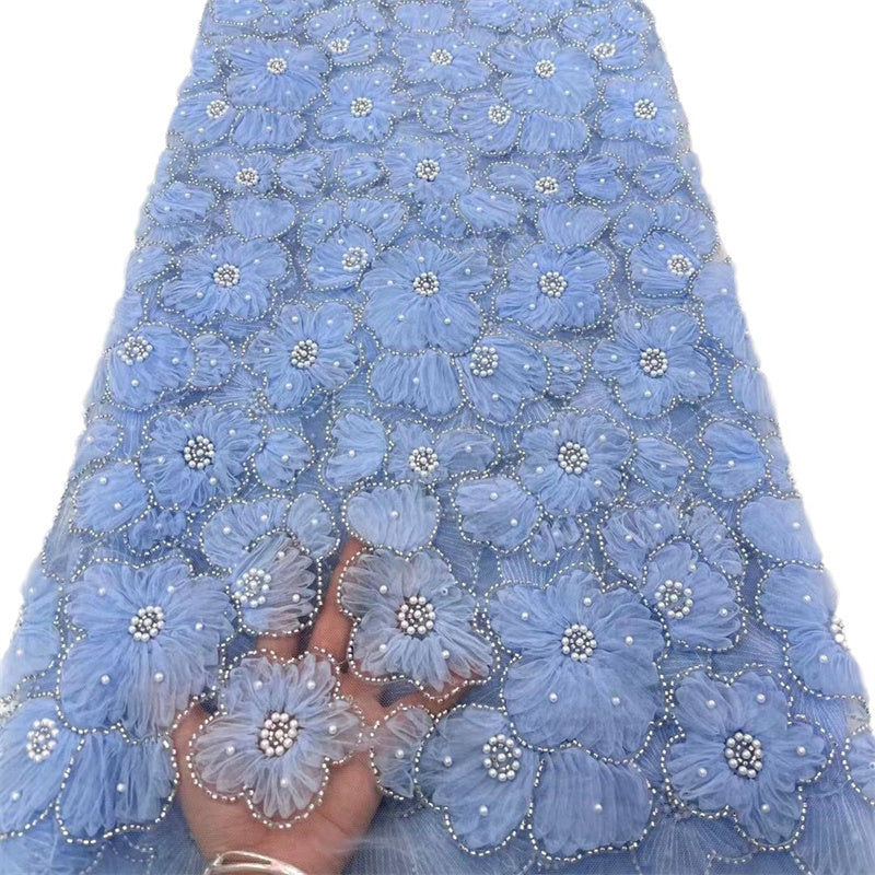 Foam Tube Mesh Plate With Embroidery Three-dimensional Flower Lace Fabric