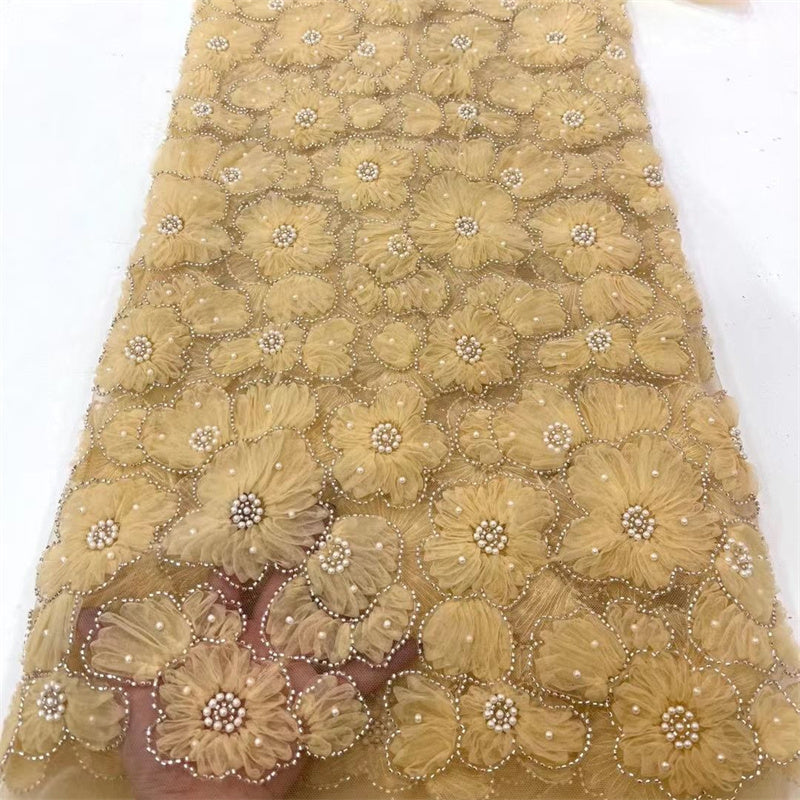 Foam Tube Mesh Plate With Embroidery Three-dimensional Flower Lace Fabric