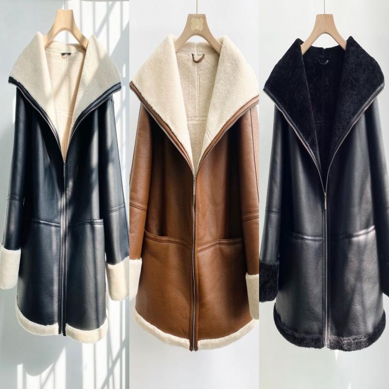 Nordic Leather Overcoat Coat For Women