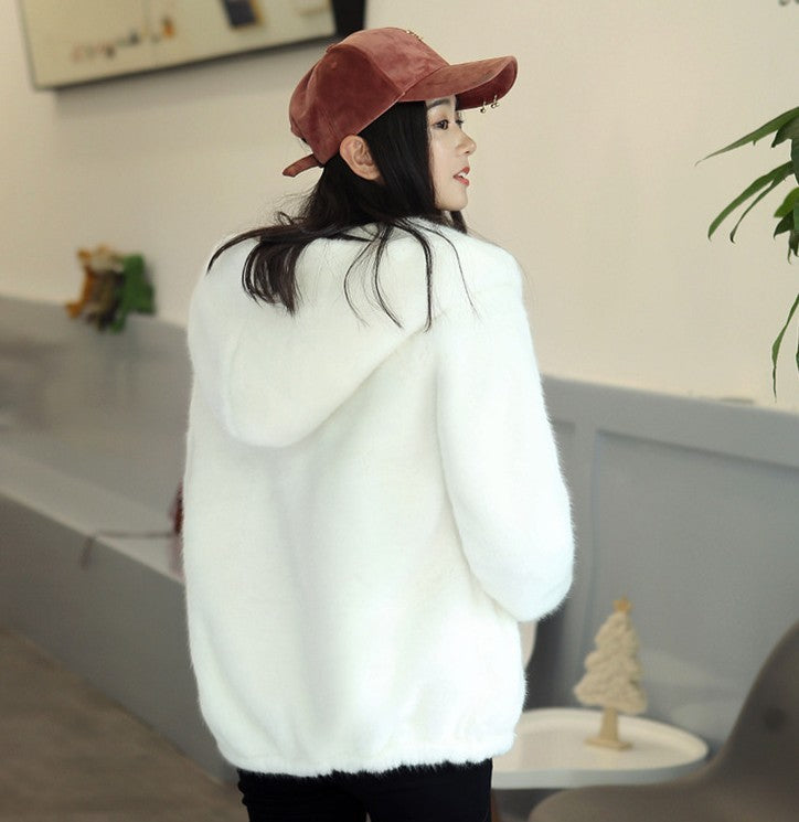 Faux fur mink coat women