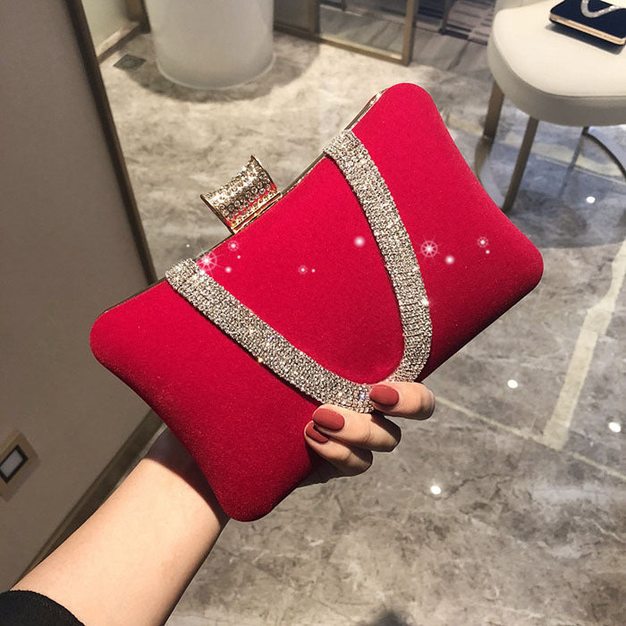 One-shoulder diagonal diamond handbag