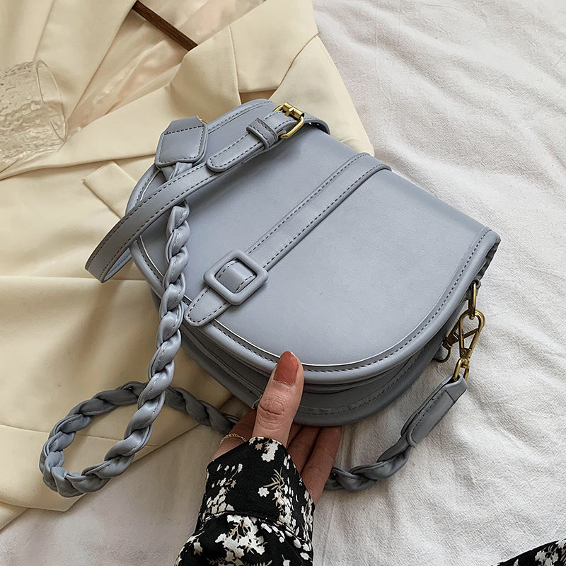 Spring and Summer New Solid Color Flip Saddle Bag High-quality PU Leather Women's Designer Handbag Shoulder Messenger Bag Purses