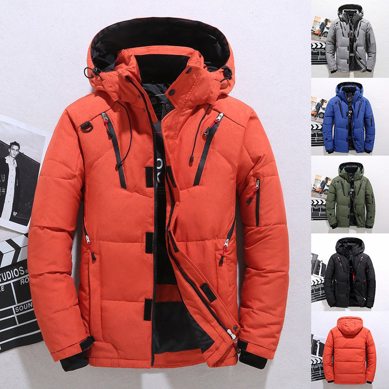 Outdoor Windproof Hooded Jacket Leisure Sports Coat With Pockets Warm Mens Clothing