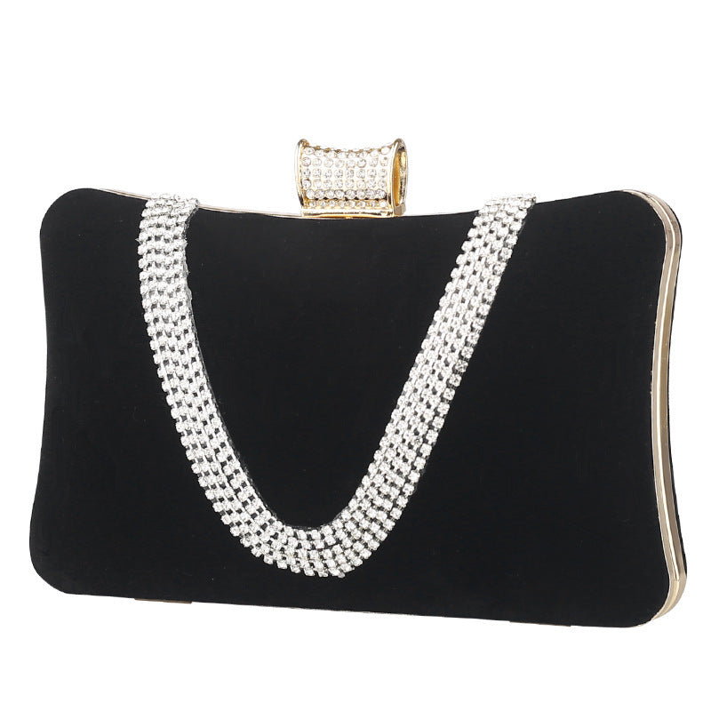 One-shoulder diagonal diamond handbag