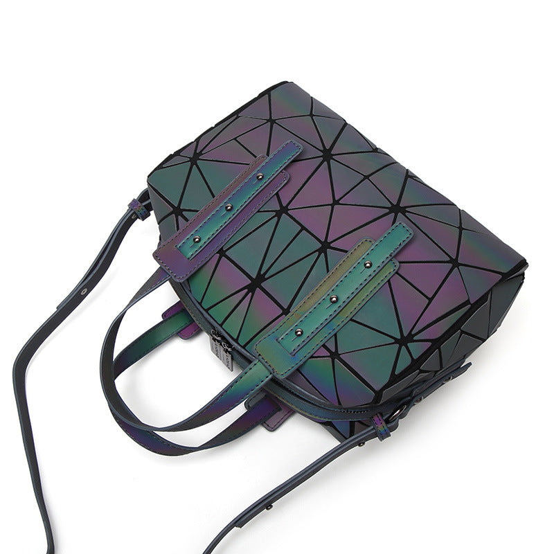 Female rhomboid luminous irregular handbag