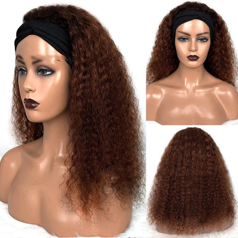 Human Hair Jerry Curly Headband Wigs