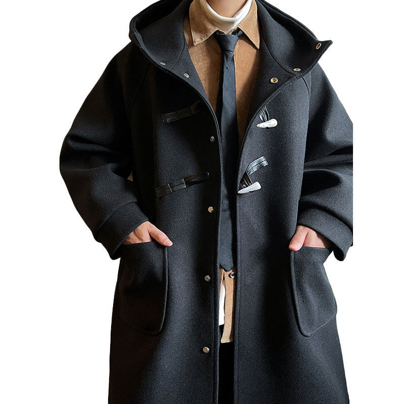 Autumn Winter Japanese Hoodie Woolen Trench Coat