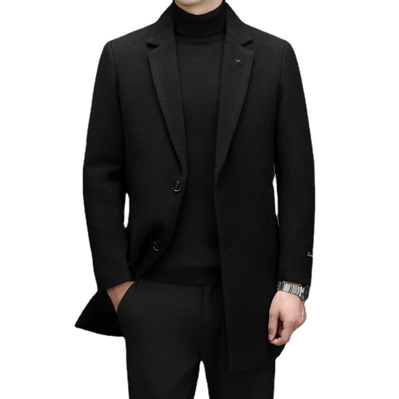 Autumn And Winter Woolen Coat Men's Slim-fit Mid-length Casual Wool