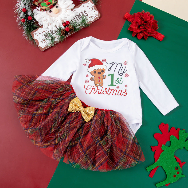 European And American Christmas Baby Suit Baby Autumn Clothing Long-sleeve Jumpsuit