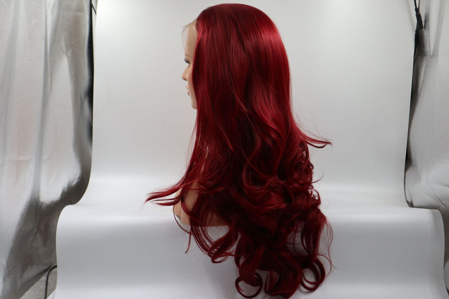 Burgundy front lace chemical fiber wig