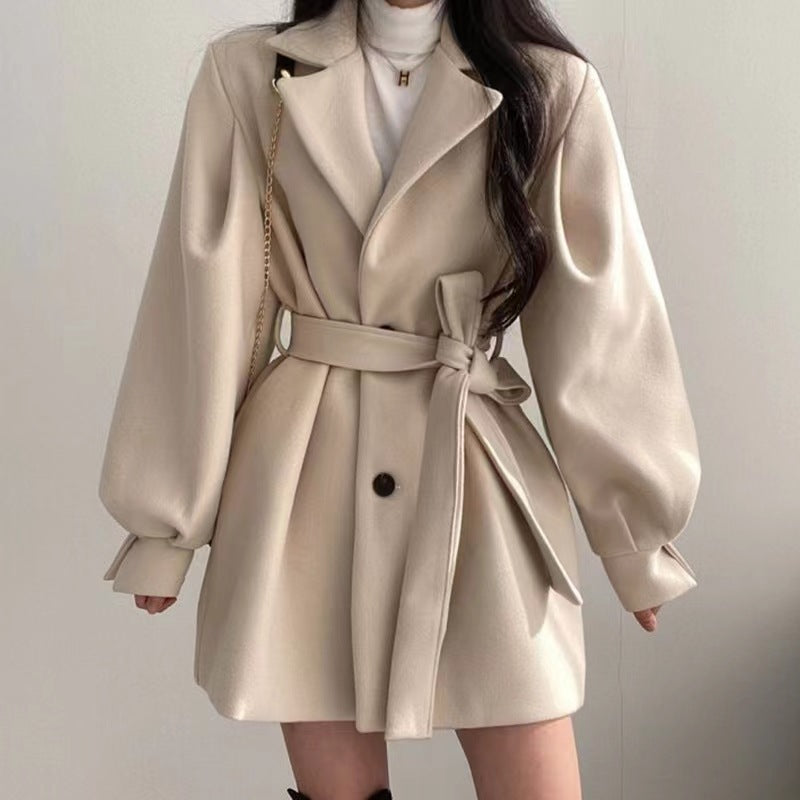 Hepburn Style Woolen Coat For Women