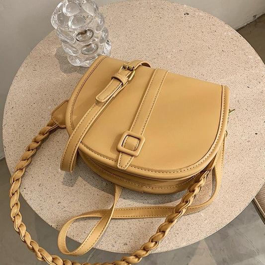 Spring and Summer New Solid Color Flip Saddle Bag High-quality PU Leather Women's Designer Handbag Shoulder Messenger Bag Purses