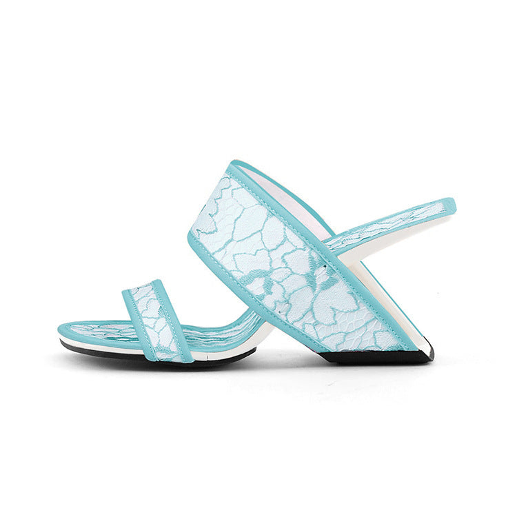 Women's Lace Embroidered Slippers Hollow-out Wedge