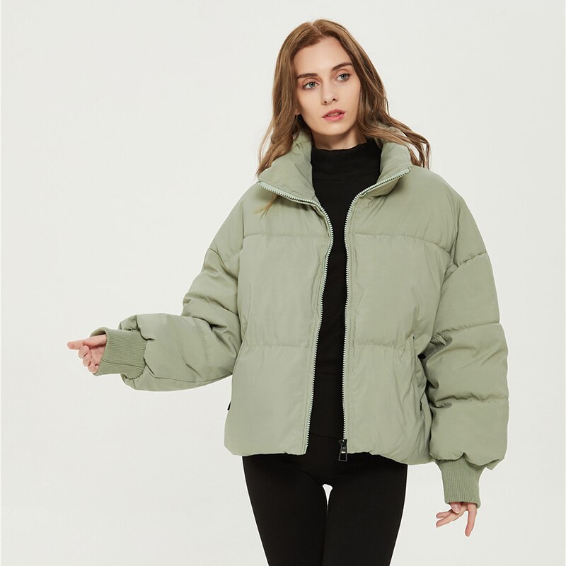 Solid Color Zipper Design Cotton Coat Bread Coat Women