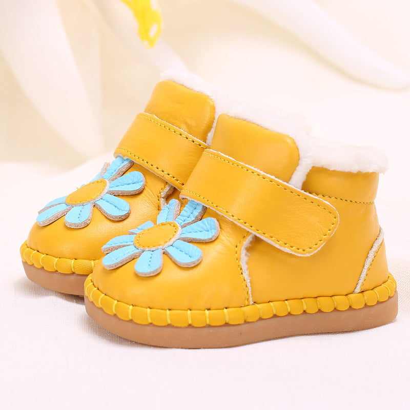 Babyfeet winter Baby Toddler shoes soft bottom leather shoes new baby girls warm winter shoes with cashmere