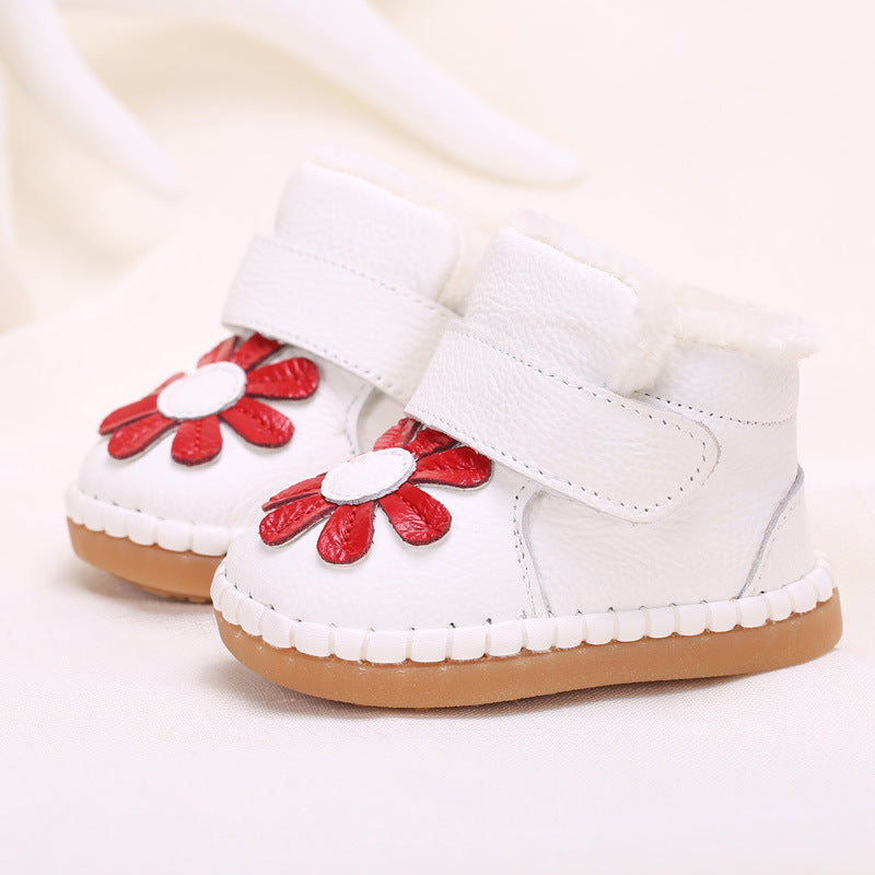 Babyfeet winter Baby Toddler shoes soft bottom leather shoes new baby girls warm winter shoes with cashmere