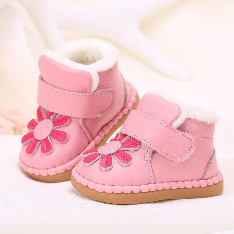 Babyfeet winter Baby Toddler shoes soft bottom leather shoes new baby girls warm winter shoes with cashmere