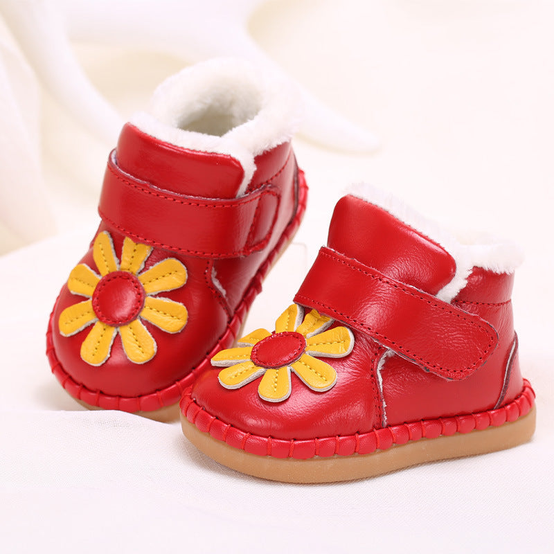 Babyfeet winter Baby Toddler shoes soft bottom leather shoes new baby girls warm winter shoes with cashmere