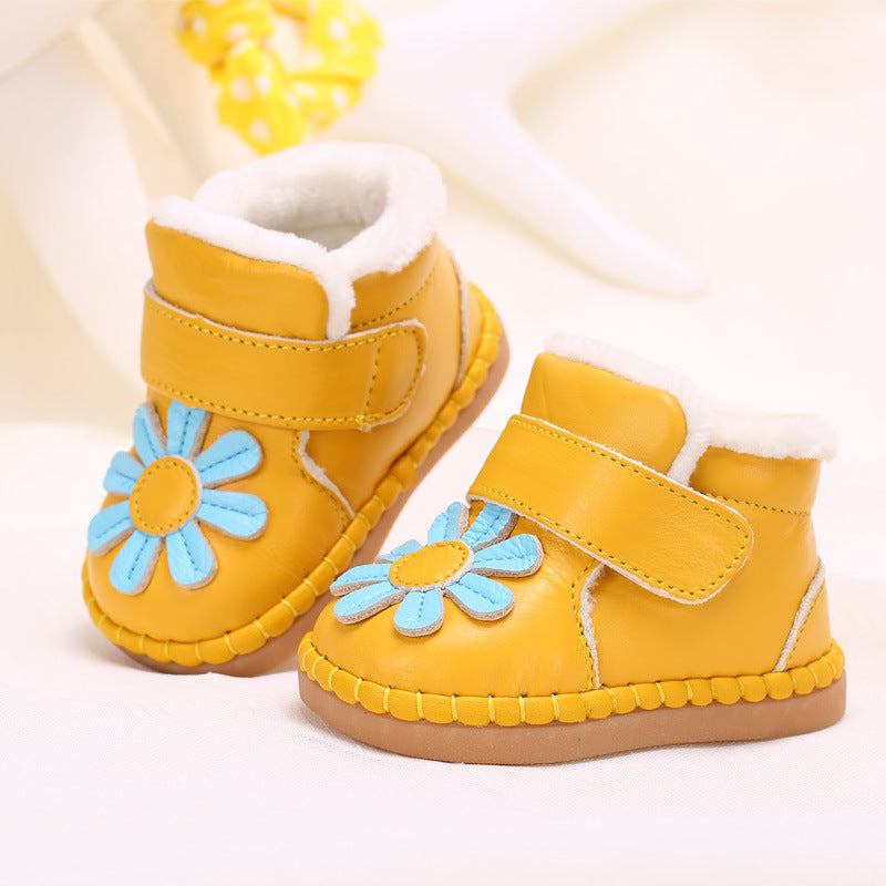 Babyfeet winter Baby Toddler shoes soft bottom leather shoes new baby girls warm winter shoes with cashmere