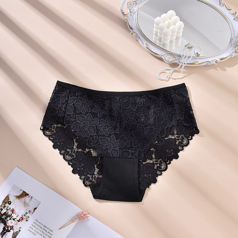 Plus Size Women's High Elastic Ultra-thin Lace Briefs Seamless Underwear